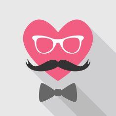Valentine's Day Card - with Heart Face Mustache N2