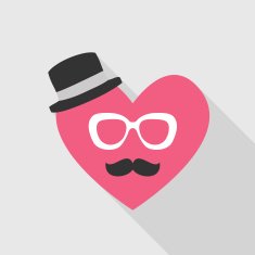 Valentine's Day Card - with Heart Face Mustache N3