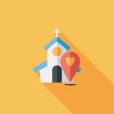 wedding church flat icon with long shadow eps10 N46