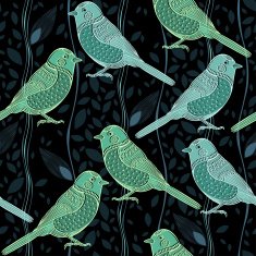 Floral seamless pattern with birds Cartoon vector background N2