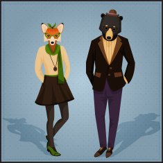 Fashion hipster animals couple N2