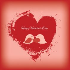 Happy Valentine's Day card - heart and lovebirds