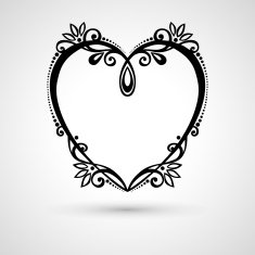 Deco Floral Heart on Gray Background Design element N2