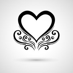 Deco Floral Heart on Gray Background Design element N3