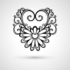 Deco Floral Heart on Gray Background Design element N4