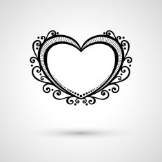 Deco Floral Heart on Gray Background Design element N5