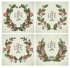 vector floral frames in naive hand drown style
