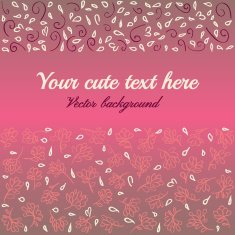 cute greeting card with flowers and petals swirls