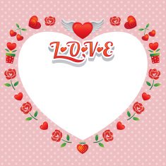 Heart-Shaped Frame and Border with Icons N2