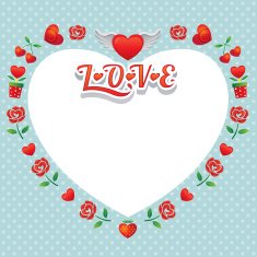 Heart-Shaped Frame and Border with Icons N3