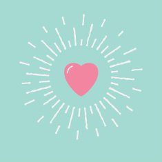 Big pink shining heart Flat design