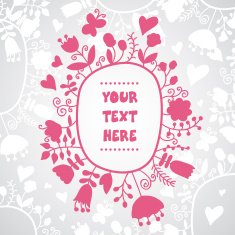 Cute hand drawn vector floral oval frame wreath