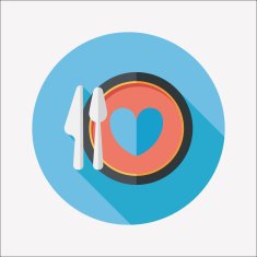 Valentine's Day dinner flat icon with long shadow eps10 N10