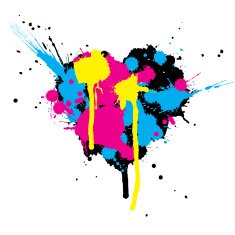 Heart shaped ink stains