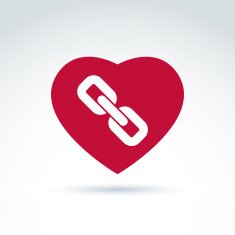 Vector red heart with link symbol love relationship idea N2