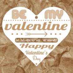 White heart with text on paper craft Valentines day card