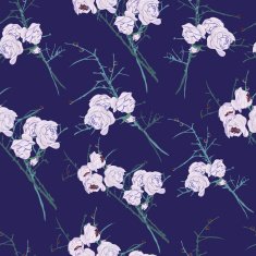 Fantasy roses blue seamless vector pattern