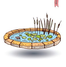 garden lake vector illustration N3
