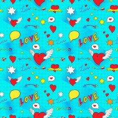 Comic seamless pattern for Valentine Day