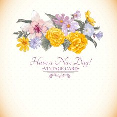 Vintage floral bouquet botanical greeting card N10