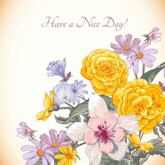 Vintage floral bouquet botanical greeting card N11