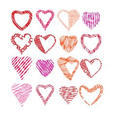 Hearts symbols vector set different shapes and textures N4