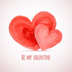 Vector watercolor hearts for Valentine's day cards designs