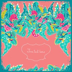 Invitation card with abstract flowers and leaves Vector card