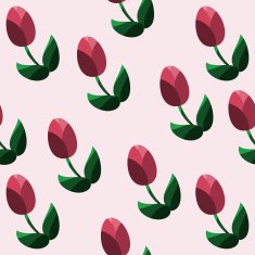 Seamless pattern with red tulips Vector illustration