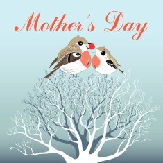 Mother's Day greeting card with birds