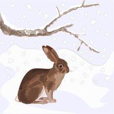 Bunny in the snow christmas theme vector
