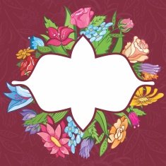 Vector bright flower frame N4