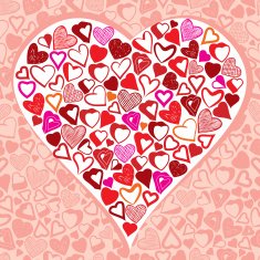Big heart made with lots of different small hearts