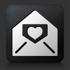 Black Square Button with Lover Letter in Envelope N2