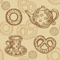 Seamless pattern with tea set