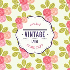 Floral vintage background with label