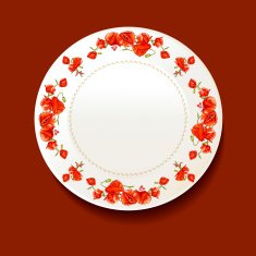 Beautiful bouquet of red poppy on a white plate N5