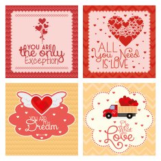Set Of Different Love Cards Templates N4