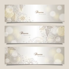 horizontal banners with flowers and lights