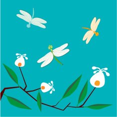Colorful dragonfly on turquoise background