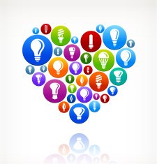 Heart Light bulbs and Lights Vector Graphic