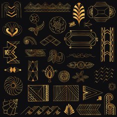 Art Deco Vintage Frames and Design Elements - hand drawn