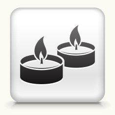 Square Button with Candle Fire interface icon
