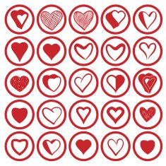 25 heart icons set