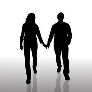 Vector silhouette of couple N151
