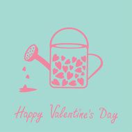 Love watering can with hearts inside Pink blue Valentines Day
