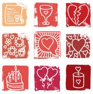 Heart grunge block icons N2