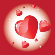 Hearts with red background