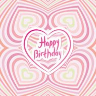 Happy Birthday Card Pink abstract background Optical illusion 3D