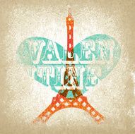 Valentine love Eiffel tower Paris vintage background